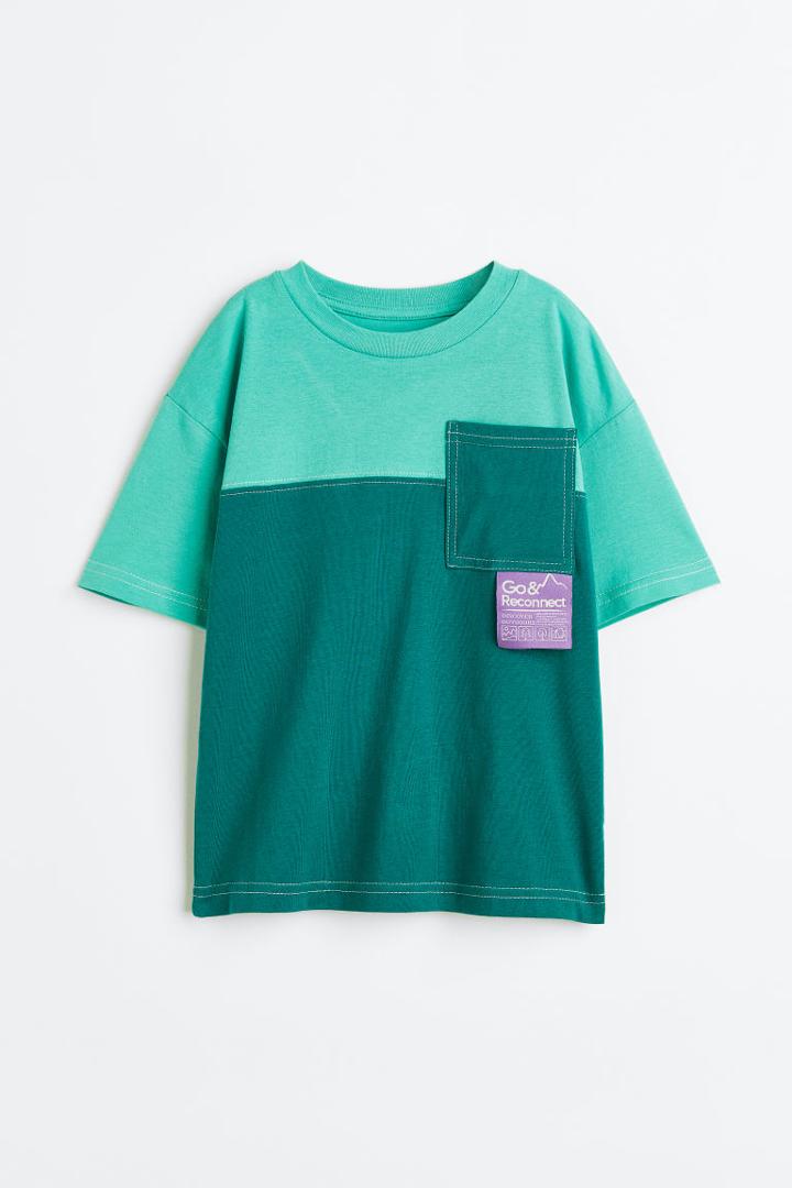 H & M - Oversized Jersey T-shirt - Turquoise