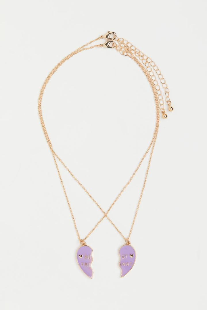 H & M - 2-pack Best Friends Necklaces - Purple