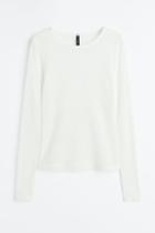 H & M - Sheer Ribbed Top - White