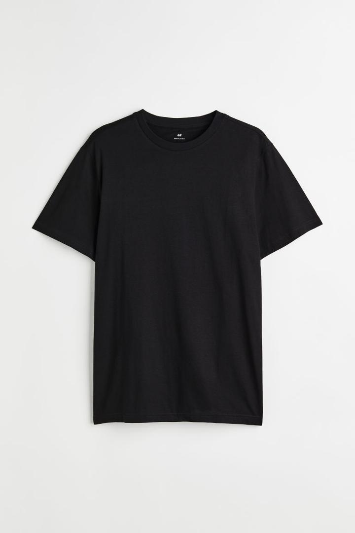 H & M - Regular Fit Crew-neck T-shirt - Black