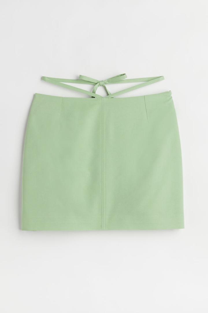 H & M - Tie-detail Mini Skirt - Green
