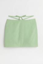 H & M - Tie-detail Mini Skirt - Green