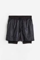 H & M - Windproof Double-layer Running Shorts - Black
