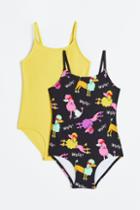 H & M - 2-pack Patterned Swimsuits - Black