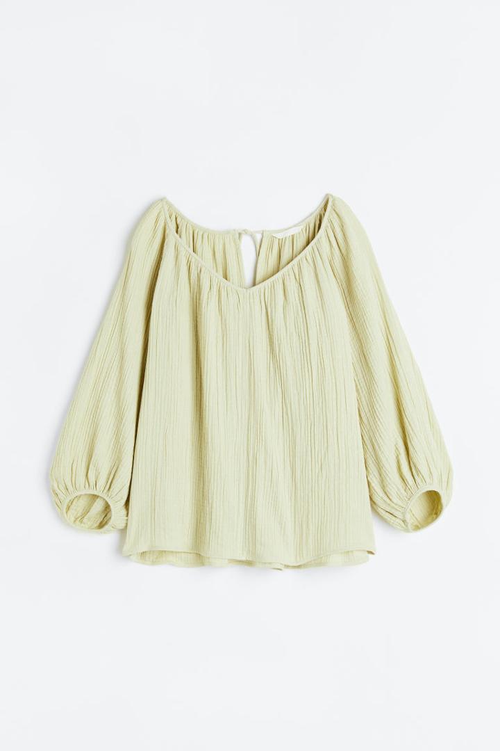 H & M - Crinkled Blouse - Green