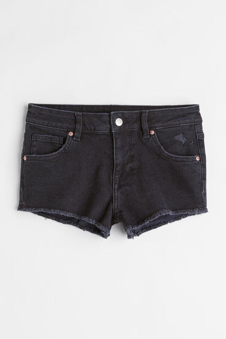 H & M - Low Waist Denim Shorts - Gray