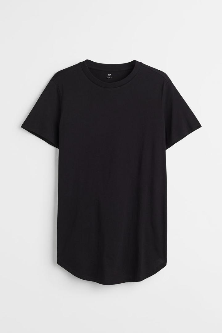 H & M - Long Fit T-shirt - Black