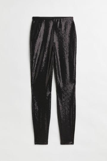 H & M - Sequined Leggings - Black