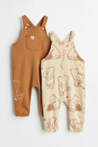 H & M - 2-pack Cotton Overalls - Beige