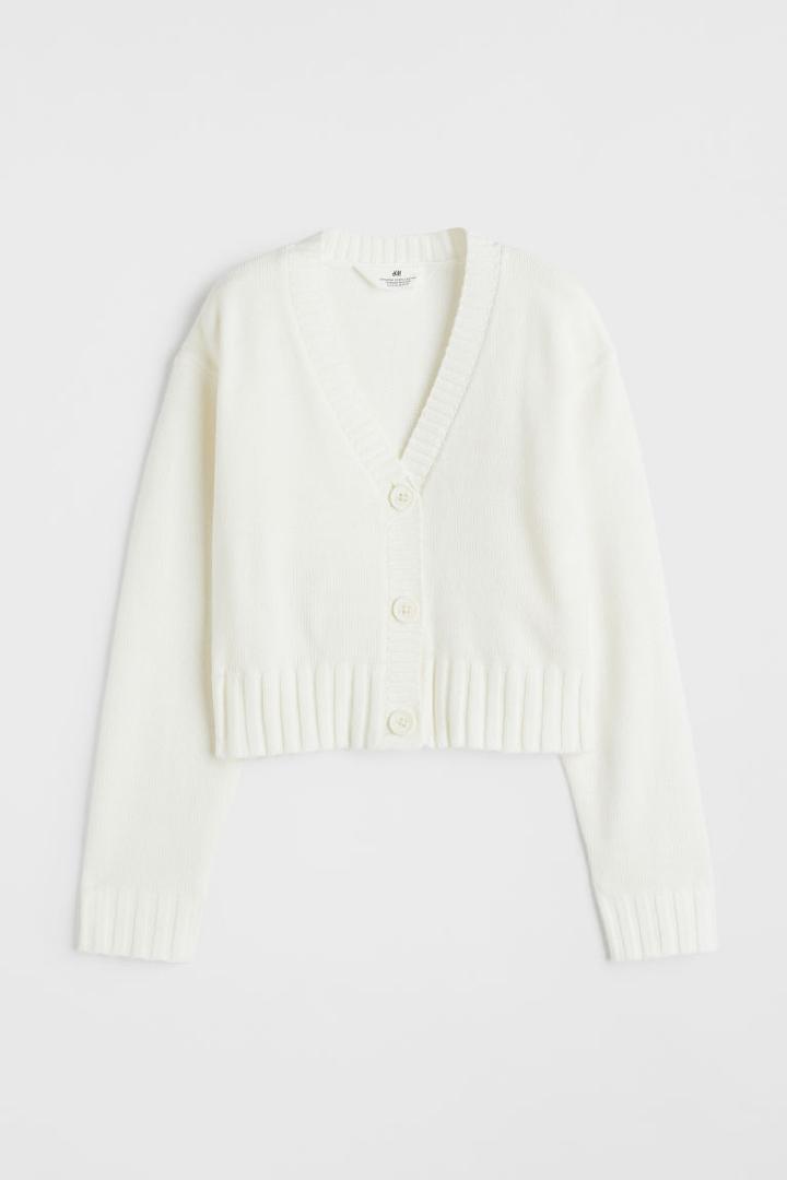 H & M - Knitted Cardigan - White