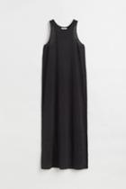 H & M - Long Linen Jersey Dress - Black