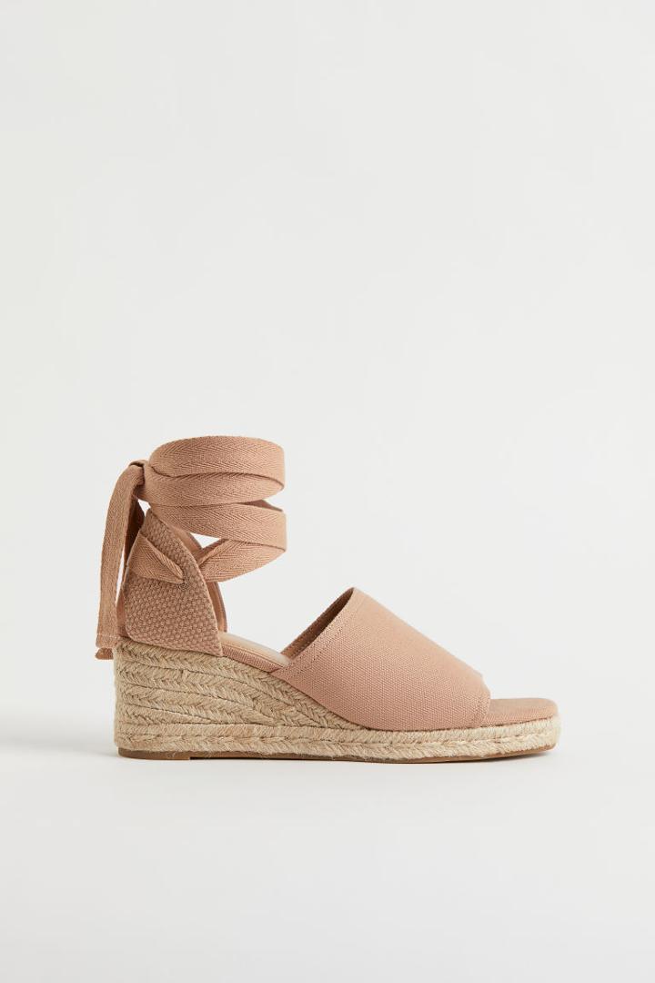 H & M - Wedge-heel Espadrille Sandals - Beige