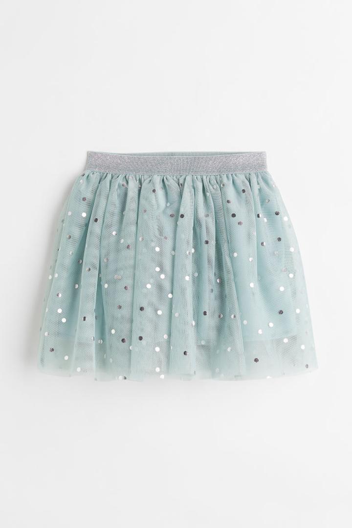 H & M - Glittery Tulle Skirt - Turquoise