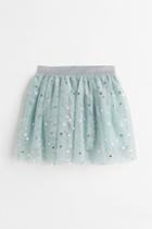 H & M - Glittery Tulle Skirt - Turquoise