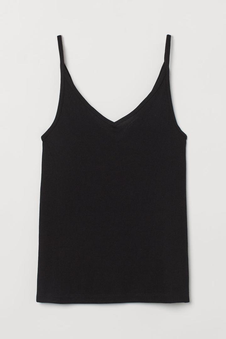 H & M - Fine-knit Tank Top - Black