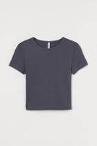 H & M - Ribbed Crop Top - Gray