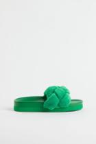 H & M - Braided Slides - Green