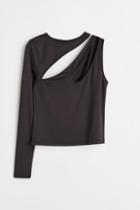 H & M - One-shoulder Cut-out Top - Black