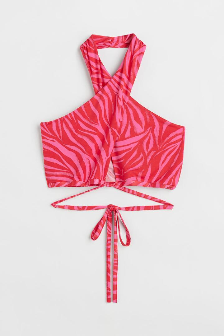 H & M - Halterneck Crop Top - Red