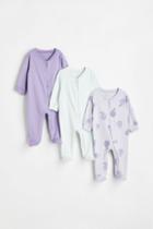 H & M - 3-pack Jumpsuits With Zipper - Purple