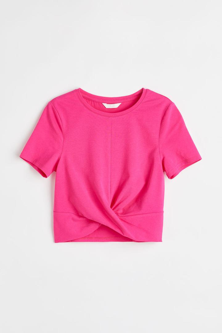 H & M - Twisted-detail Top - Pink