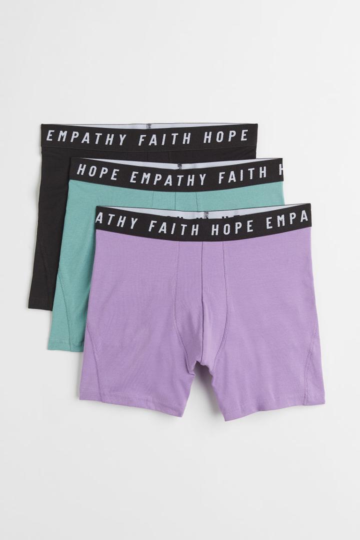 H & M - 3-pack Cotton Boxer Shorts - Purple