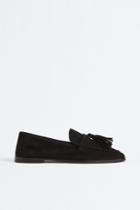 H & M - Tasseled Suede Loafers - Black