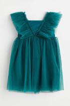 H & M - Pleated Tulle Dress - Turquoise