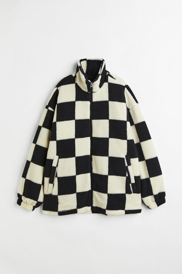 H & M - Regular Fit Fleece Jacket - Black