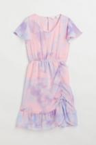 H & M - Flounce-hem Dress - Pink