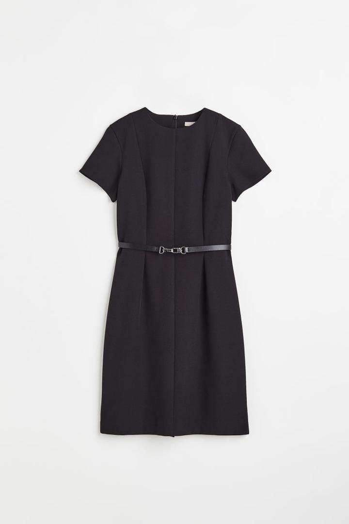 H & M - Tailored-look Belted Dress - Black