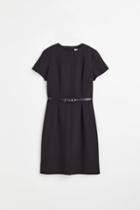 H & M - Tailored-look Belted Dress - Black