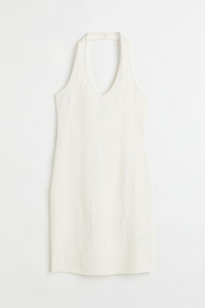 H & M - Cotton Halterneck Dress - White