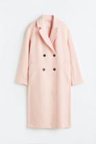 H & M - Double-breasted Coat - Pink