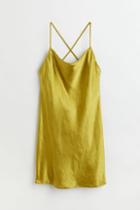 H & M - Tie-detail Satin Dress - Yellow