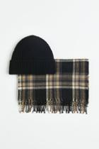 H & M - 2-piece Hat And Scarf Set - Black