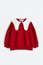 H & M - Collared Sweatshirt - Red
