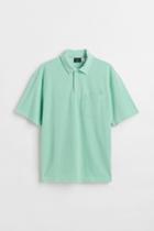 H & M - Relaxed Fit Terry Polo Shirt - Green
