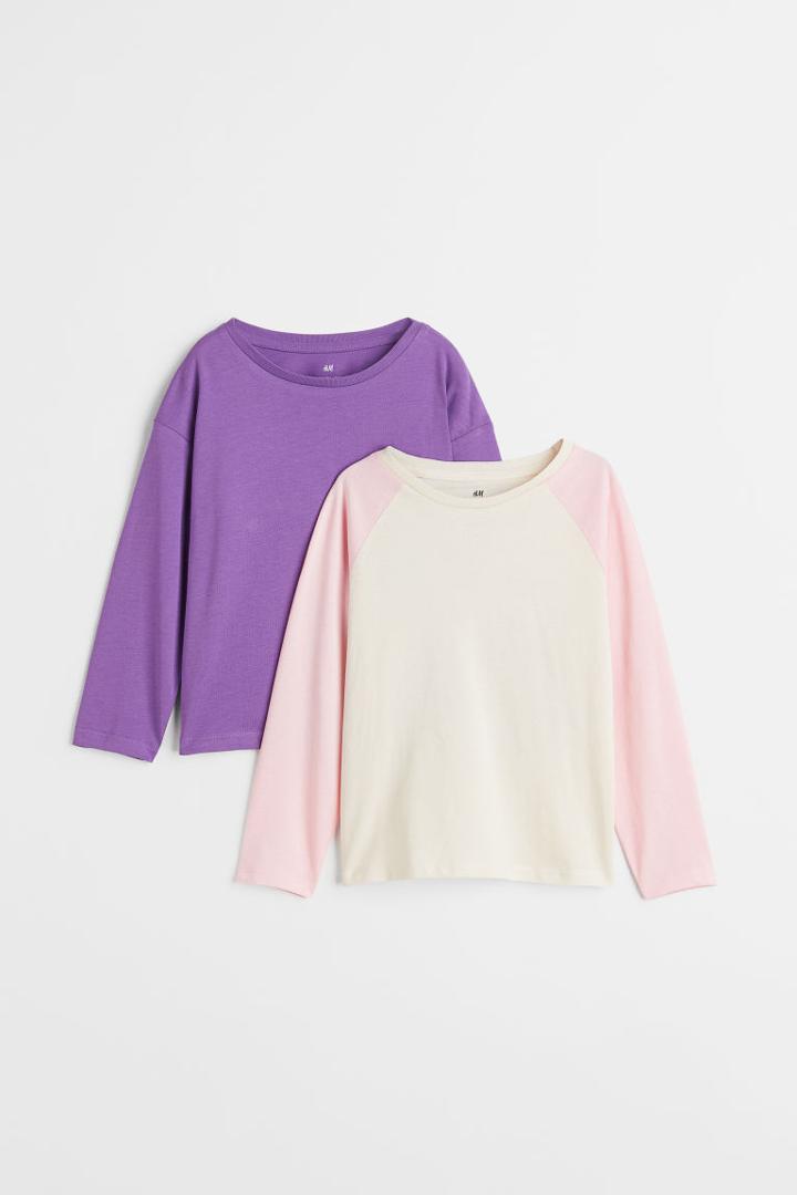 H & M - 2-pack Cotton Jersey Tops - Purple
