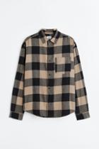 H & M - Relaxed Fit Flannel Shirt - Beige