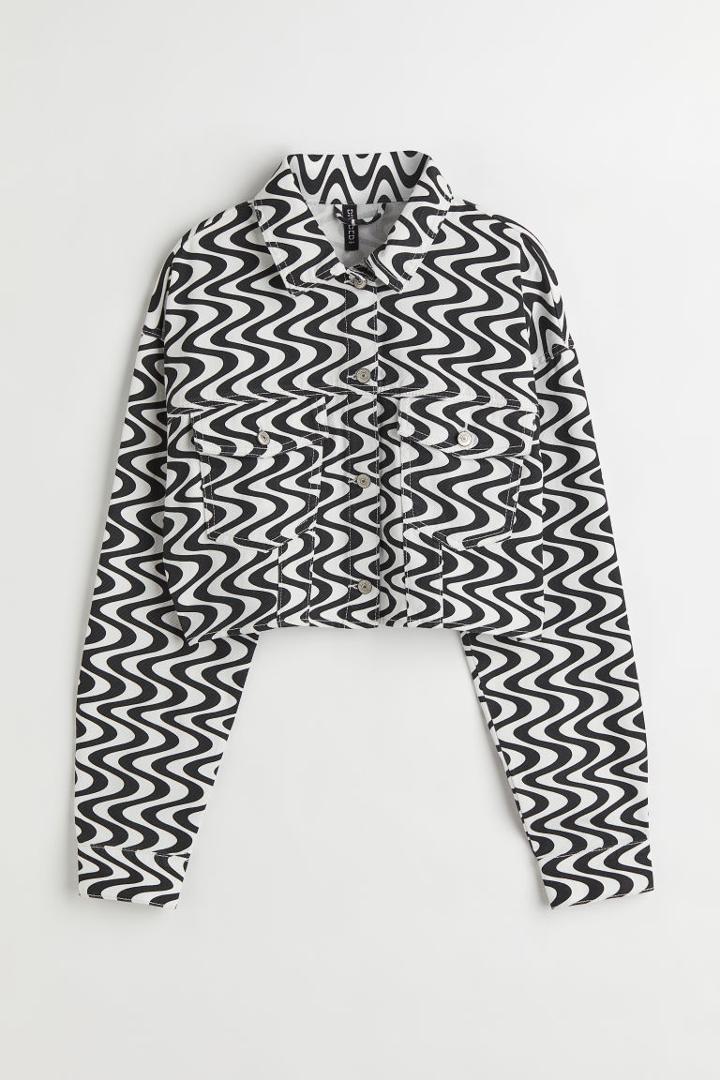 H & M - Twill Crop Jacket - Black