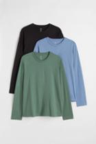 H & M - 3-pack Regular Fit Jersey Shirts - Green