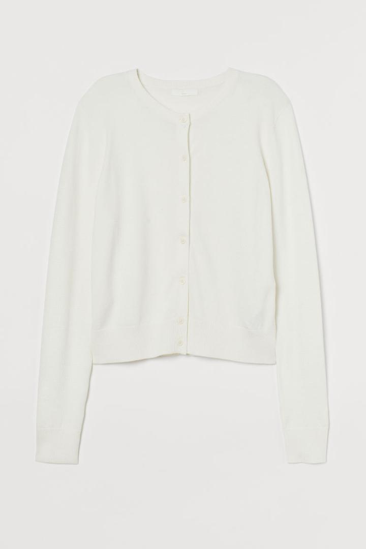 H & M - Fine-knit Cardigan - White