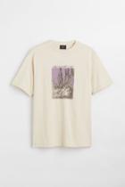 H & M - Printed T-shirt - Beige