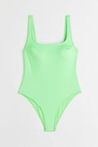 H & M - Padded-cup Swimsuit - Green