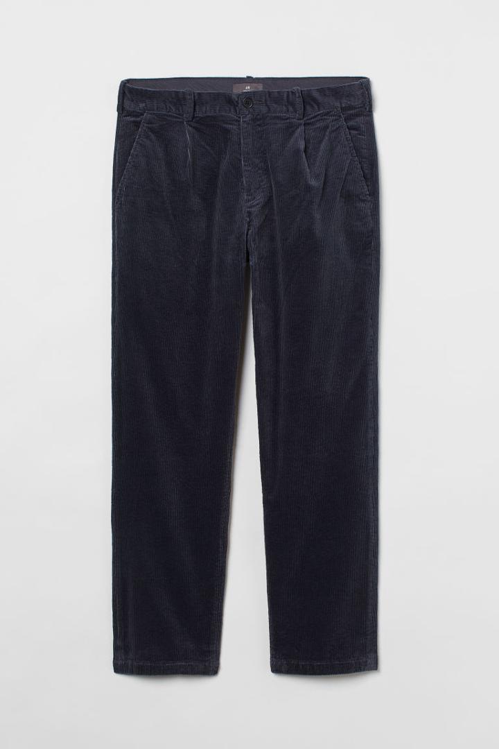 H & M - Regular Fit Corduroy Pants - Blue