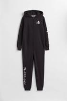 H & M - Printed Sweatshirt Jumpsuit - Black