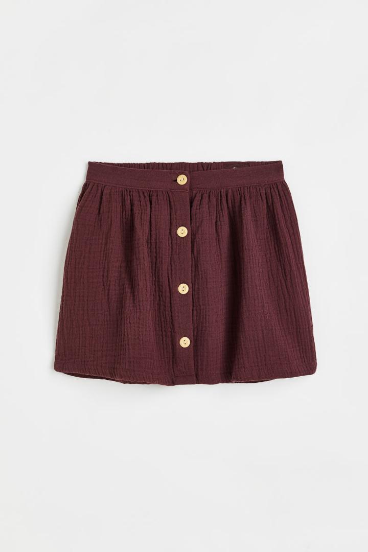 H & M - Double-weave Cotton Skirt - Pink