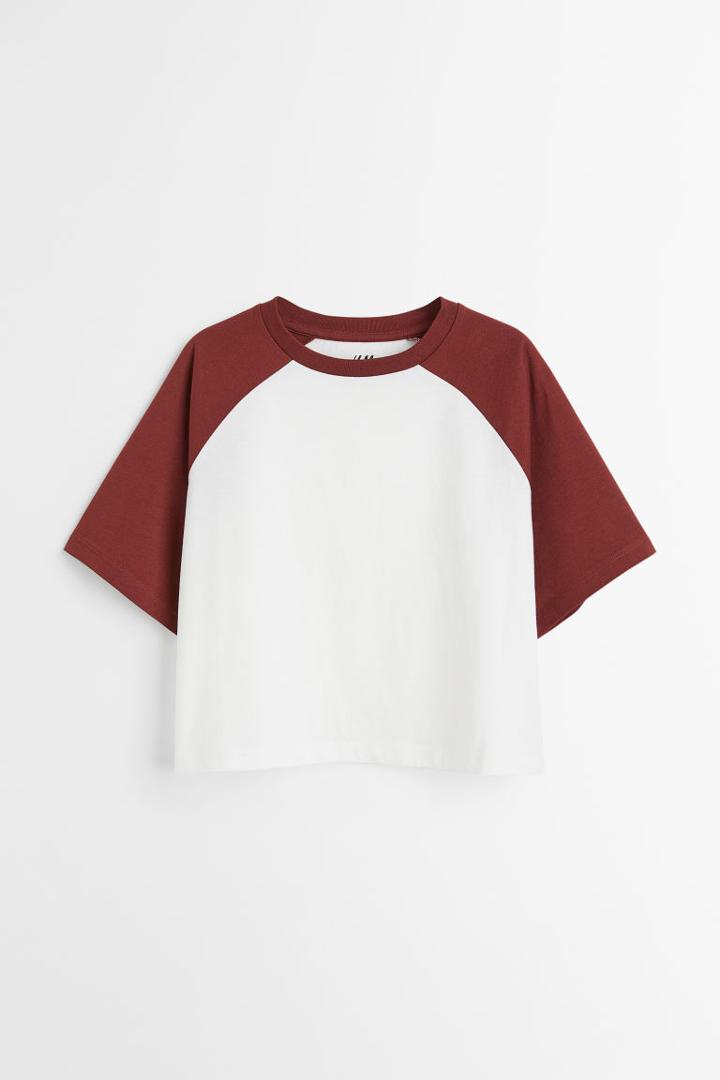H & M - Short Cotton Jersey T-shirt - Beige