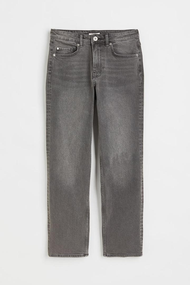 H & M - Straight Regular Ankle Jeans - Gray